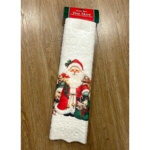 NEW 90s Vtg Santas Best Christmas Tree Skirt Felt Santa Animals Table Cover
